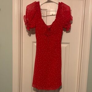 Elegant Red Polka Dot Dress